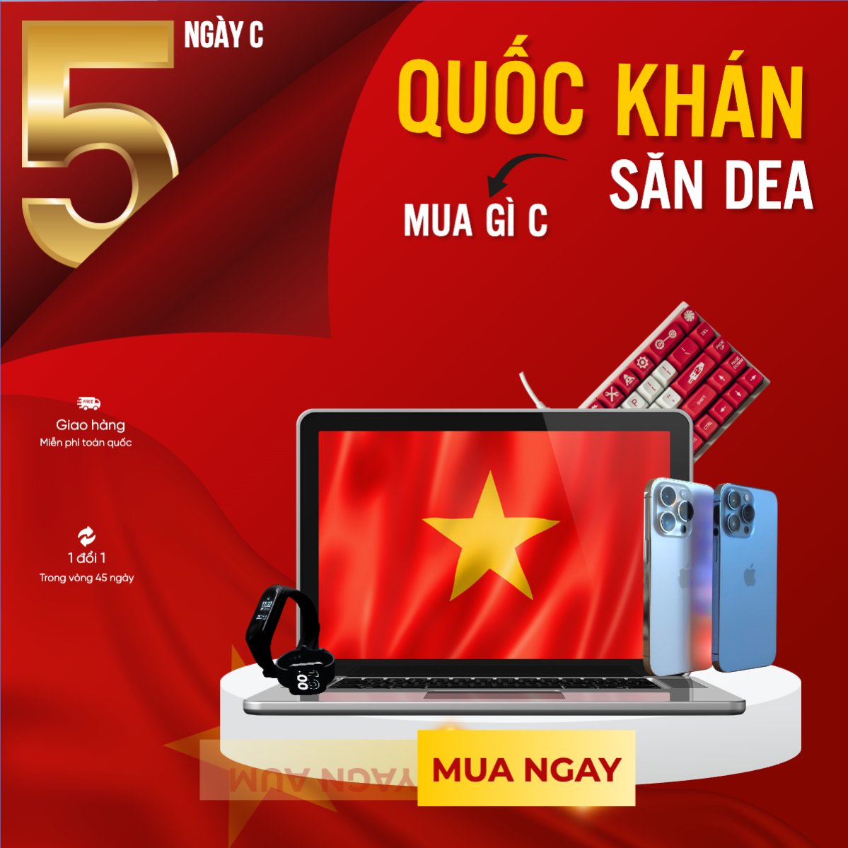 Mẫu Bài post MXH vuông 2/9, Quốc Khánh, lễ hội, Việt Nam, công nghệ, technology, điện tử, electronic, hiện đại, modern — LayerPic