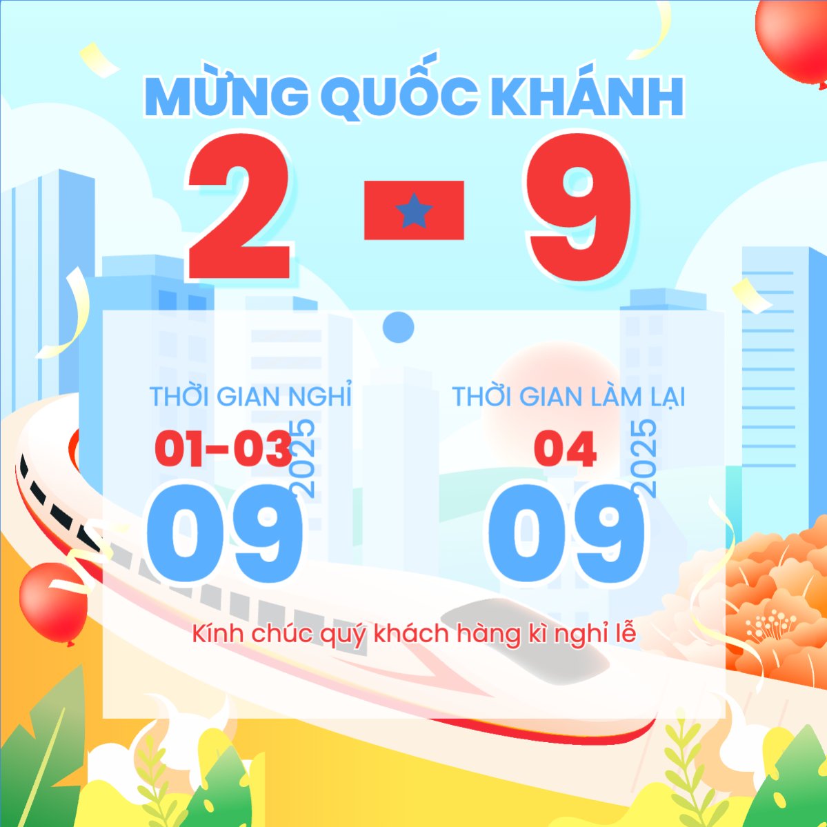 Mẫu Bài post MXH vuông 2/9, Quốc Khánh, lễ hội, thông báo, lịch nghỉ, Việt Nam, sự kiện, event, dễ thương, cute — LayerPic