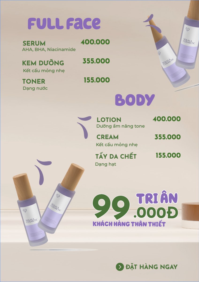 Mẫu Menu tờ rời (dọc) Spa, beauty, làm đẹp, thẩm mỹ, cosmetic, mỹ phẩm — LayerPic