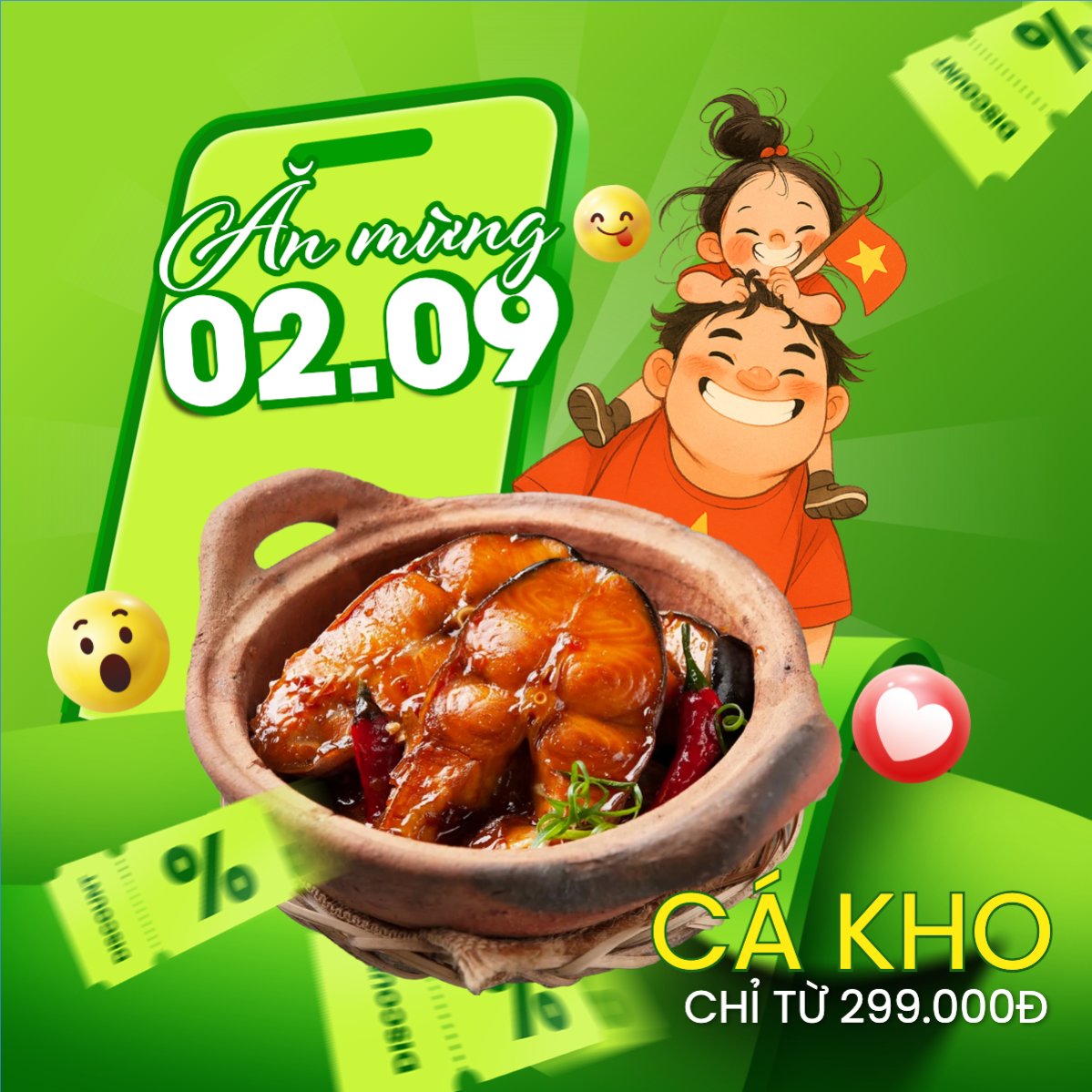 Mẫu Bài post MXH vuông 2/9, Quốc Khánh, lễ hội, Việt Nam, sự kiện, food, ẩm thực, event, hiện đại, modern — LayerPic
