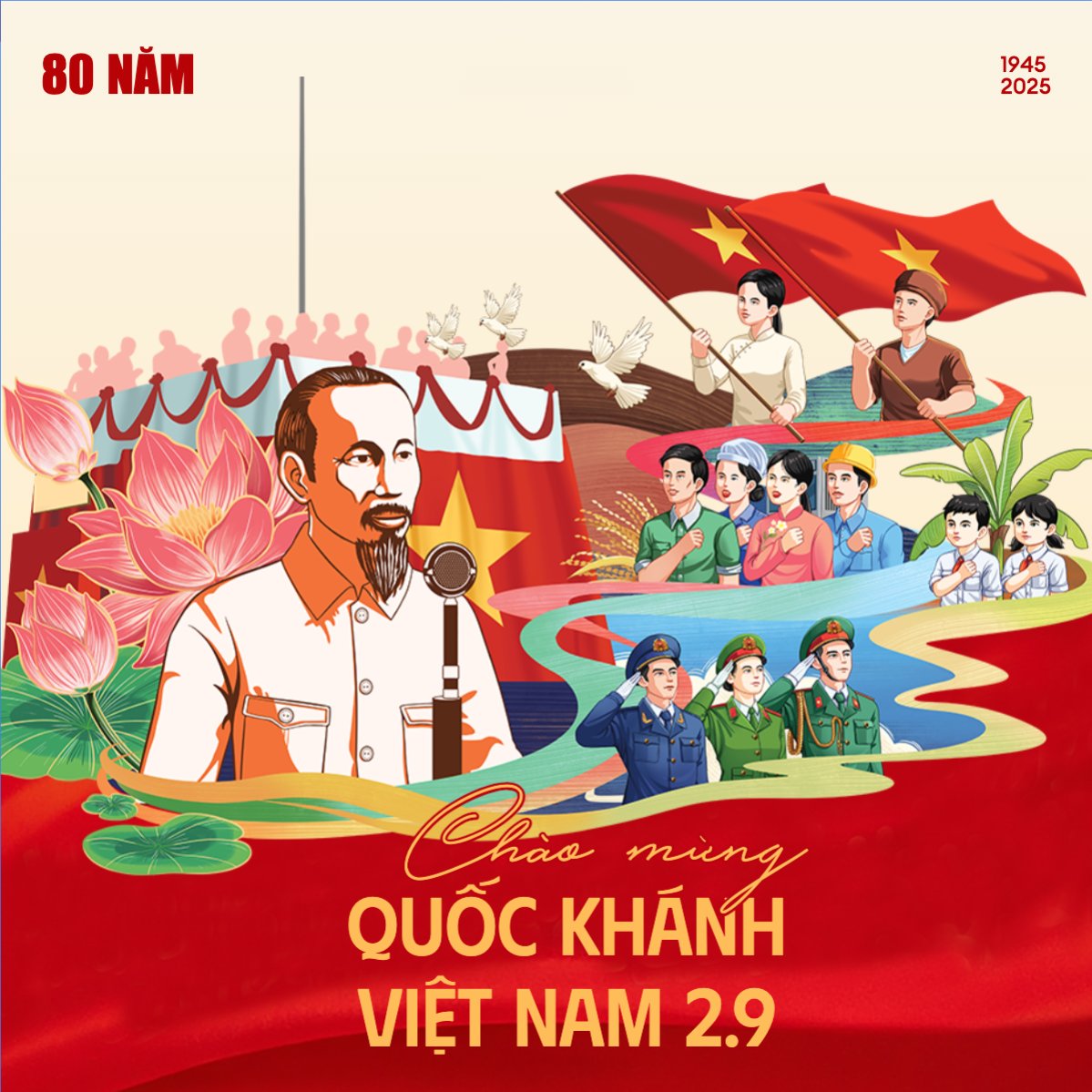 Mẫu Bài post MXH vuông 2/9, Quốc Khánh, lễ hội, Việt Nam, sự kiện, event, hiện đại, sang trọng, modern — LayerPic