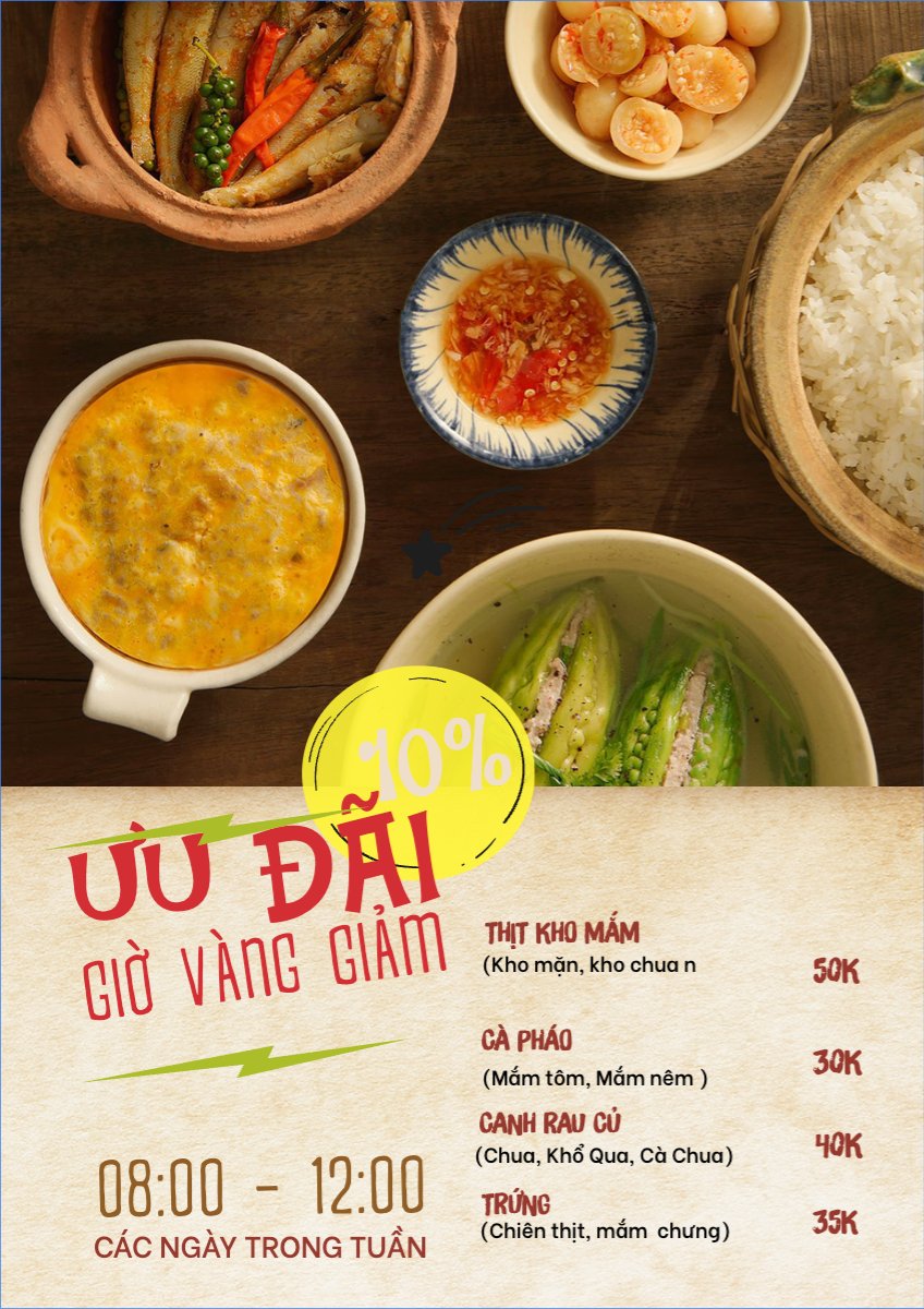 Mẫu Menu tờ rời (dọc) Đồ ăn, food, thực phẩm, ẩm thực, món ăn, F&B, nhà hàng, thức ăn, món Việt — LayerPic