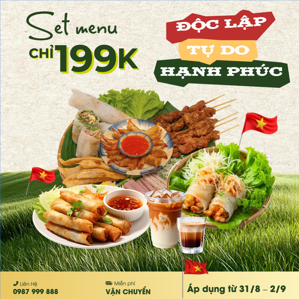 Mẫu Bài post MXH vuông 2/9, Quốc Khánh, lễ hội, Việt Nam, đồ ăn, food, thực phẩm, ẩm thực, món ăn, F&B, thức ăn, cổ điển, vintage, retro, classic — LayerPic