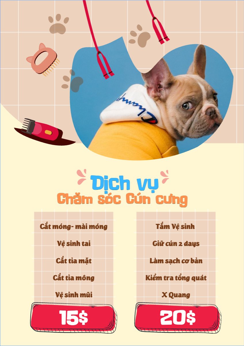 Mẫu Menu tờ rời (dọc) Pet, thú cưng, thú nuôi, động vật, animal — LayerPic