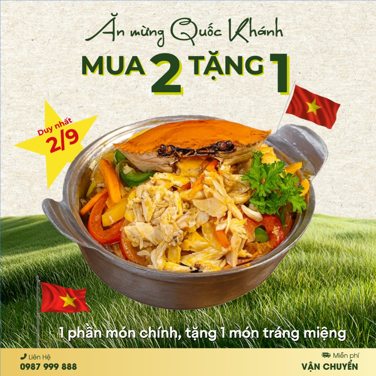 Mẫu Bài post MXH vuông 2/9, Quốc Khánh, lễ hội, Việt Nam, đồ ăn, food, thực phẩm, ẩm thực, món ăn, F&B, thức ăn, cổ điển, vintage, retro, classic — LayerPic