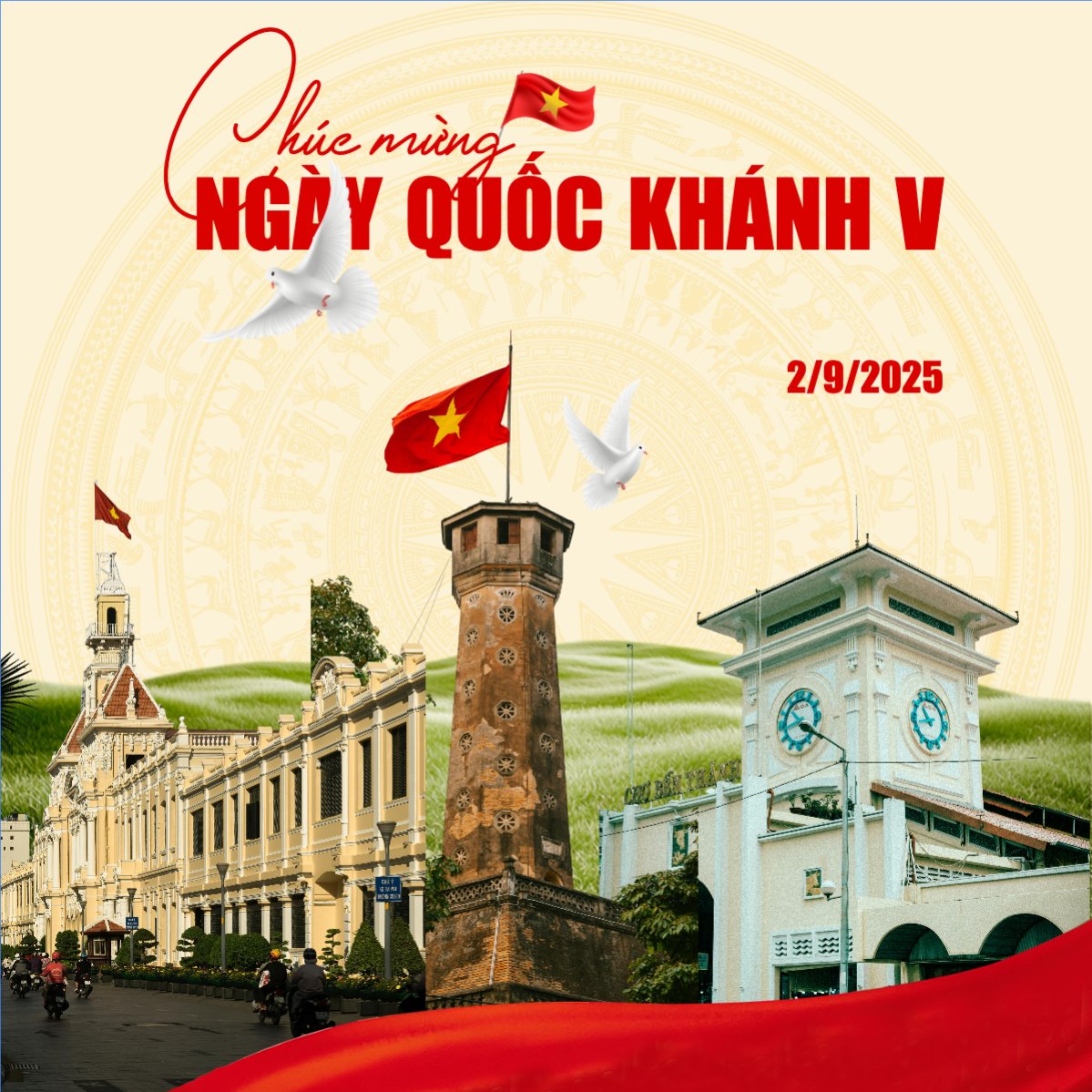 Mẫu Bài post MXH vuông 2/9, Quốc Khánh, lễ hội, Việt Nam, sự kiện, event, hiện đại, sang trọng, modern — LayerPic