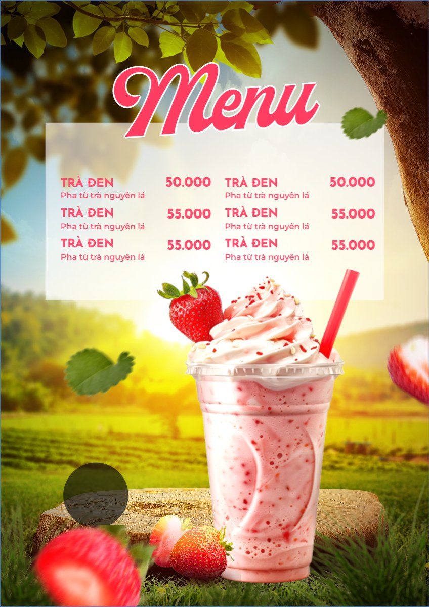 Mẫu Menu tờ rời (dọc) Nước uống, juice, giải khát, F&B, drink, nước ép — LayerPic