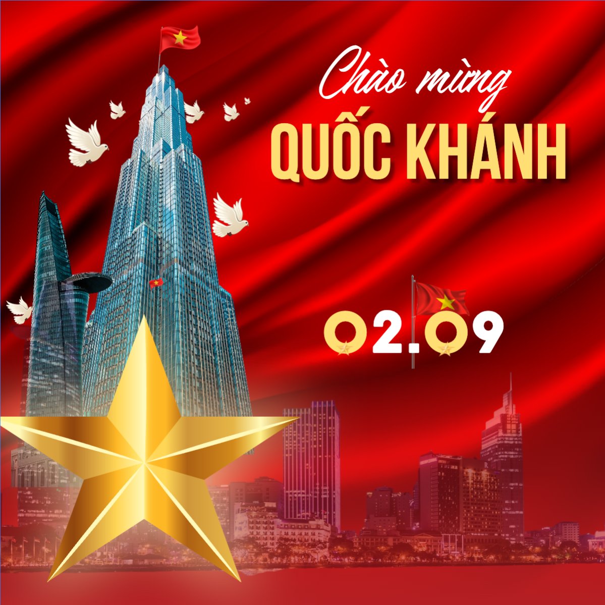 Mẫu Bài post MXH vuông 2/9, Quốc Khánh, lễ hội, Việt Nam, sự kiện, event, hiện đại, sang trọng, modern — LayerPic
