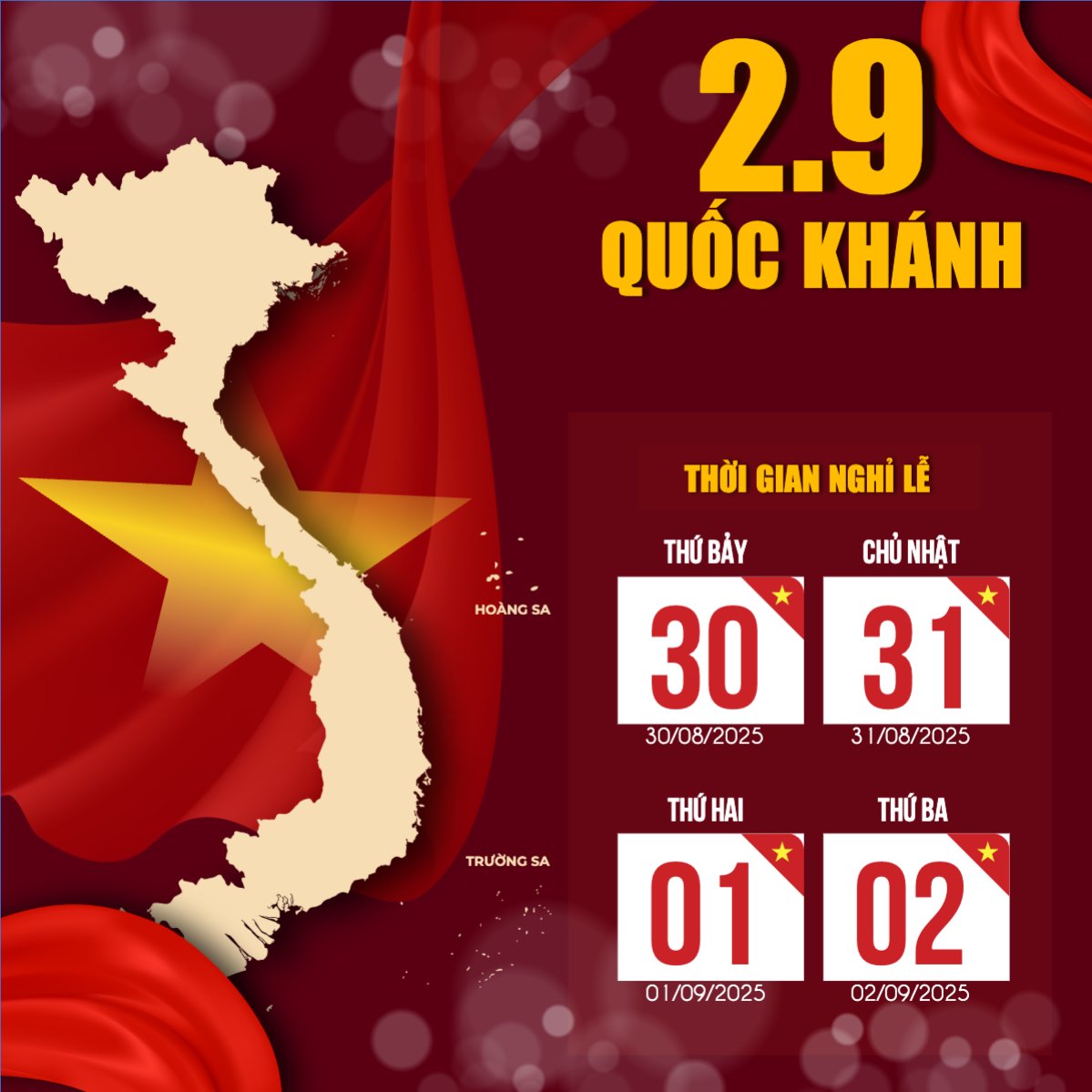 Mẫu Bài post MXH vuông 2/9, Quốc Khánh, lễ hội, Việt Nam, sự kiện, event, hiện đại, sang trọng, modern — LayerPic