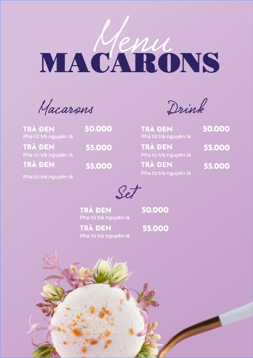 Mẫu Menu tờ rời (dọc) Nước uống, juice, giải khát, F&B, drink, nước ép, kem, đồ ăn — LayerPic