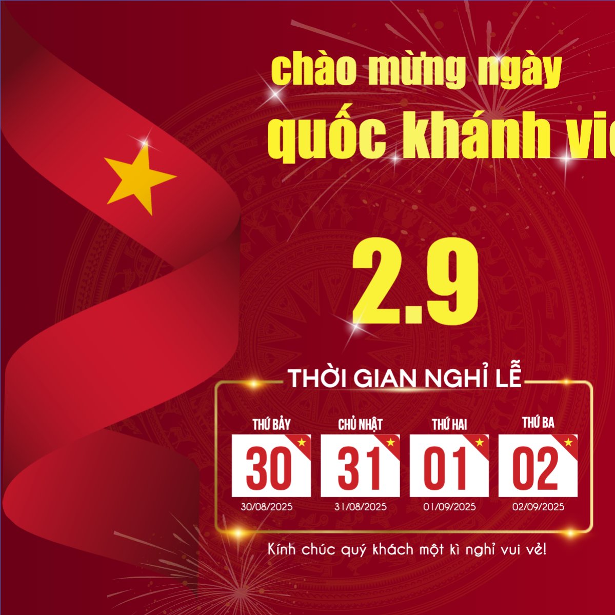Mẫu Bài post MXH vuông 2/9, Quốc Khánh, lễ hội, Việt Nam, sự kiện, event, hiện đại, sang trọng, modern — LayerPic