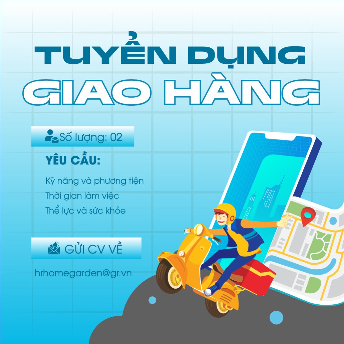 Mẫu Bài post MXH vuông Giao hàng, shipper, nhân viên, văn phòng, office, dễ thương, cute — LayerPic