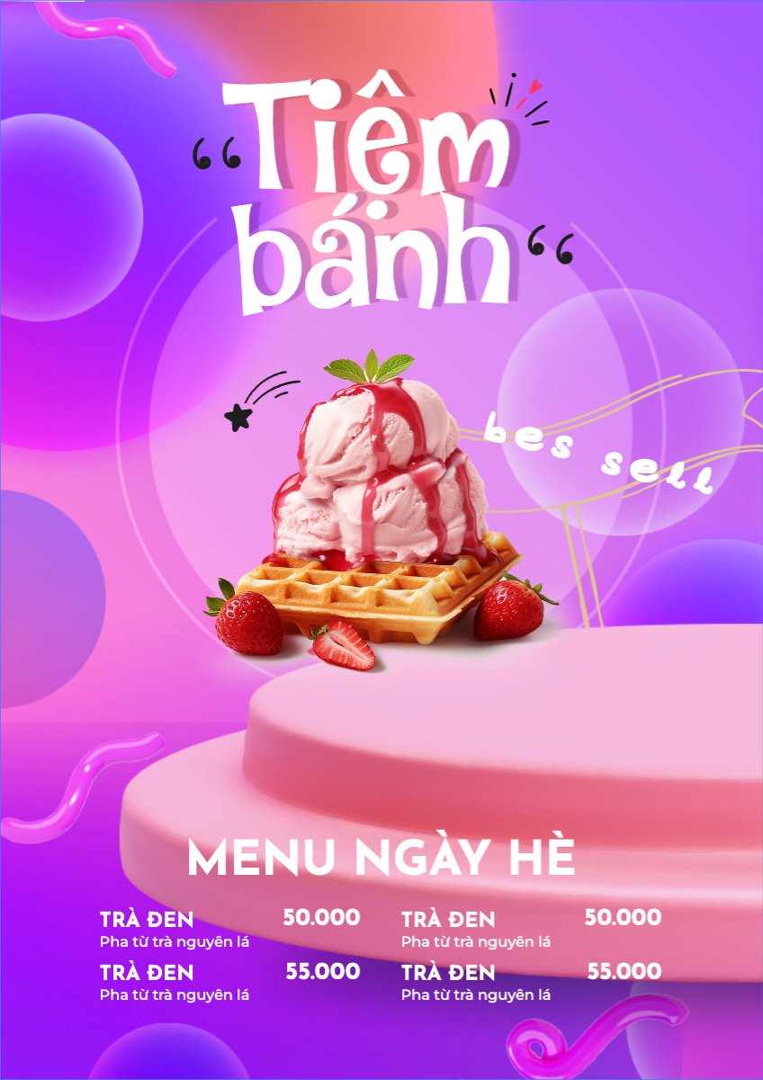 Mẫu Menu tờ rời (dọc) Đồ ăn, food, thực phẩm, ẩm thực, món ăn, F&B, nhà hàng, thức ăn, cake, bánh ngọt — LayerPic