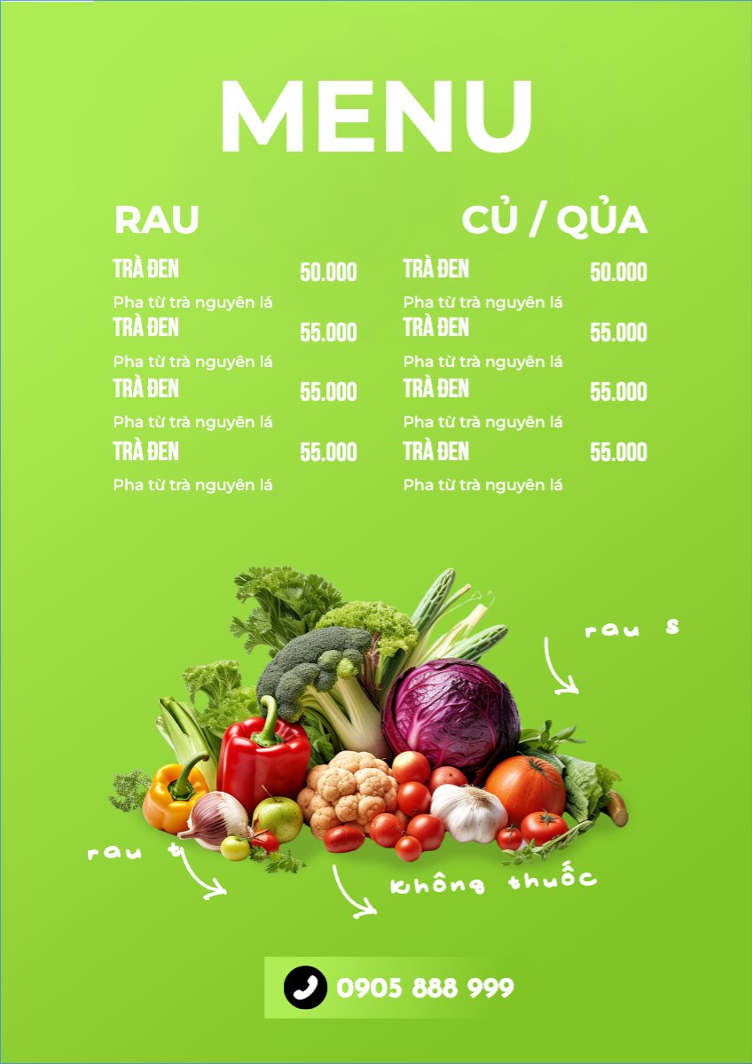 Mẫu Menu tờ rời (dọc) Nông sản, agricultural, farm, rau quả — LayerPic