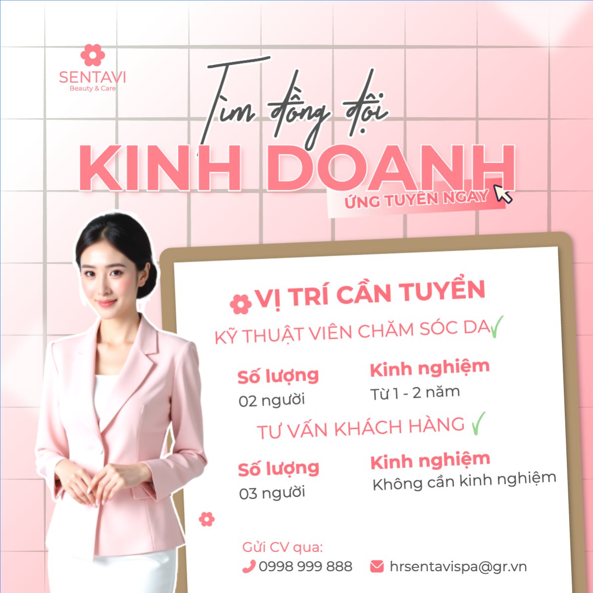 Mẫu Bài post MXH vuông Spa, tuyển dụng, beauty, làm đẹp, thẩm mỹ, thẩm mỹ viện , cosmetic, hiện đại, modern — LayerPic