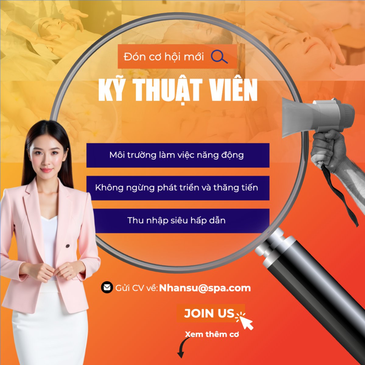 Mẫu Bài post MXH vuông Spa, tuyển dụng, beauty, làm đẹp, thẩm mỹ, cosmetic, hiện đại, modern — LayerPic