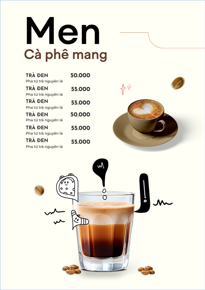 Mẫu Menu tờ rời (dọc) Nước uống, juice, giải khát, F&B, drink, coffee, nước ép — LayerPic