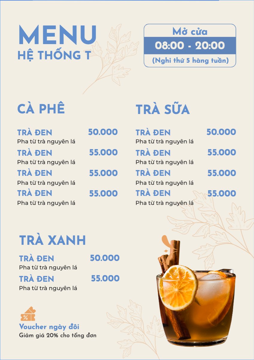 Mẫu Menu tờ rời (dọc) Nước uống, juice, giải khát, F&B, drink, nước ép — LayerPic