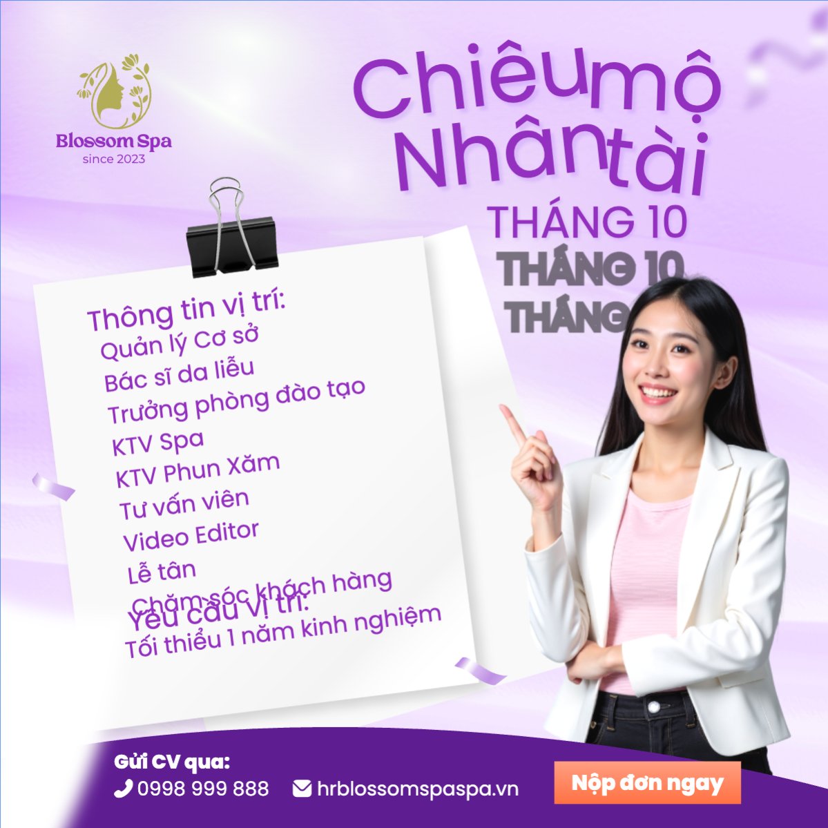 Mẫu Bài post MXH vuông Spa, tuyển dụng, beauty, làm đẹp, thẩm mỹ, cosmetic, hiện đại, morden — LayerPic