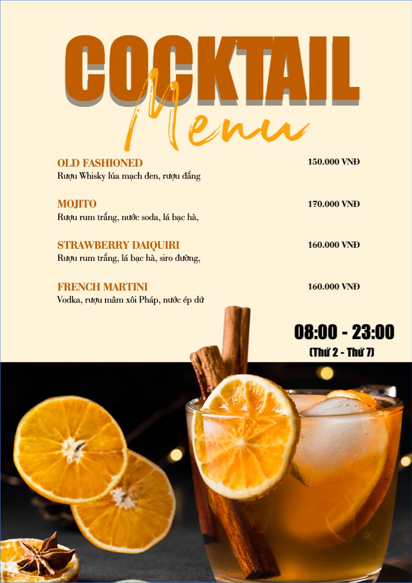 Mẫu Menu tờ rời (dọc) Nước uống, juice, giải khát, F&B, drink, nước ép — LayerPic