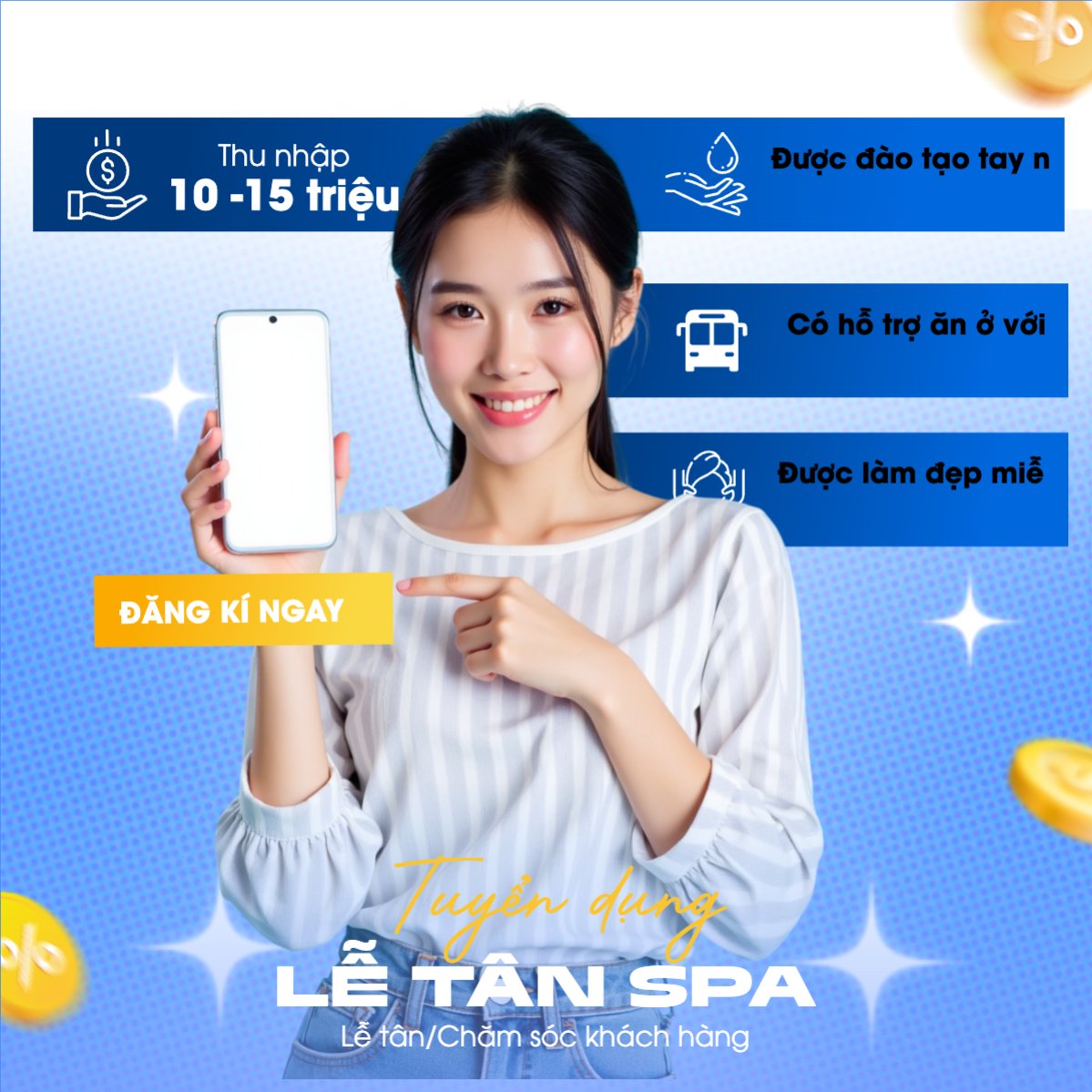 Mẫu Bài post MXH vuông Spa, tuyển dụng, beauty, làm đẹp, thẩm mỹ, cosmetics, hiện đại, morden — LayerPic