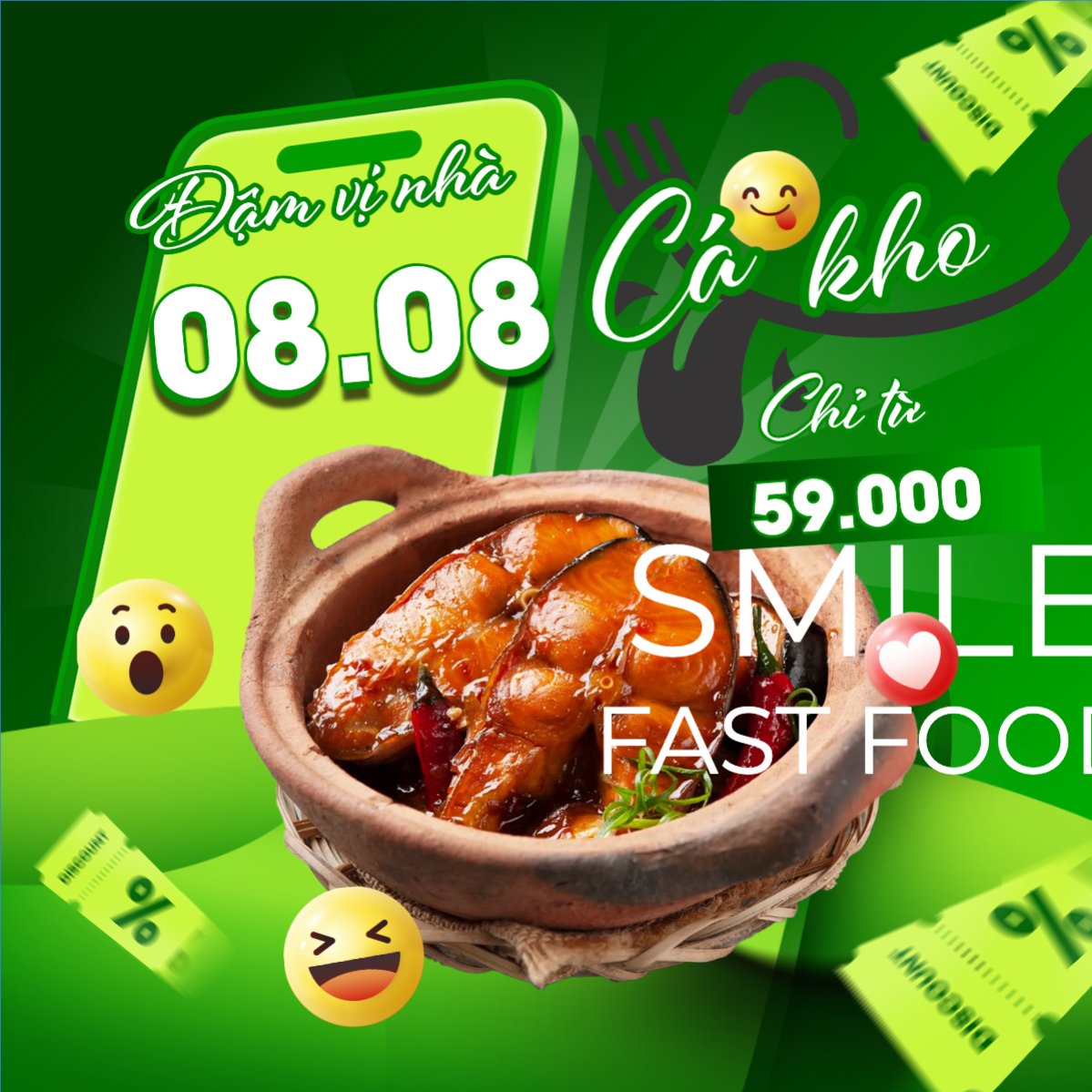 Mẫu Bài post MXH vuông Cá kho, cá kho tộ, cá kho tiêu, đồ ăn, food, thực phẩm, ẩm thực, món ăn, F&B, nhà hàng, thức ăn, hiện đại — LayerPic