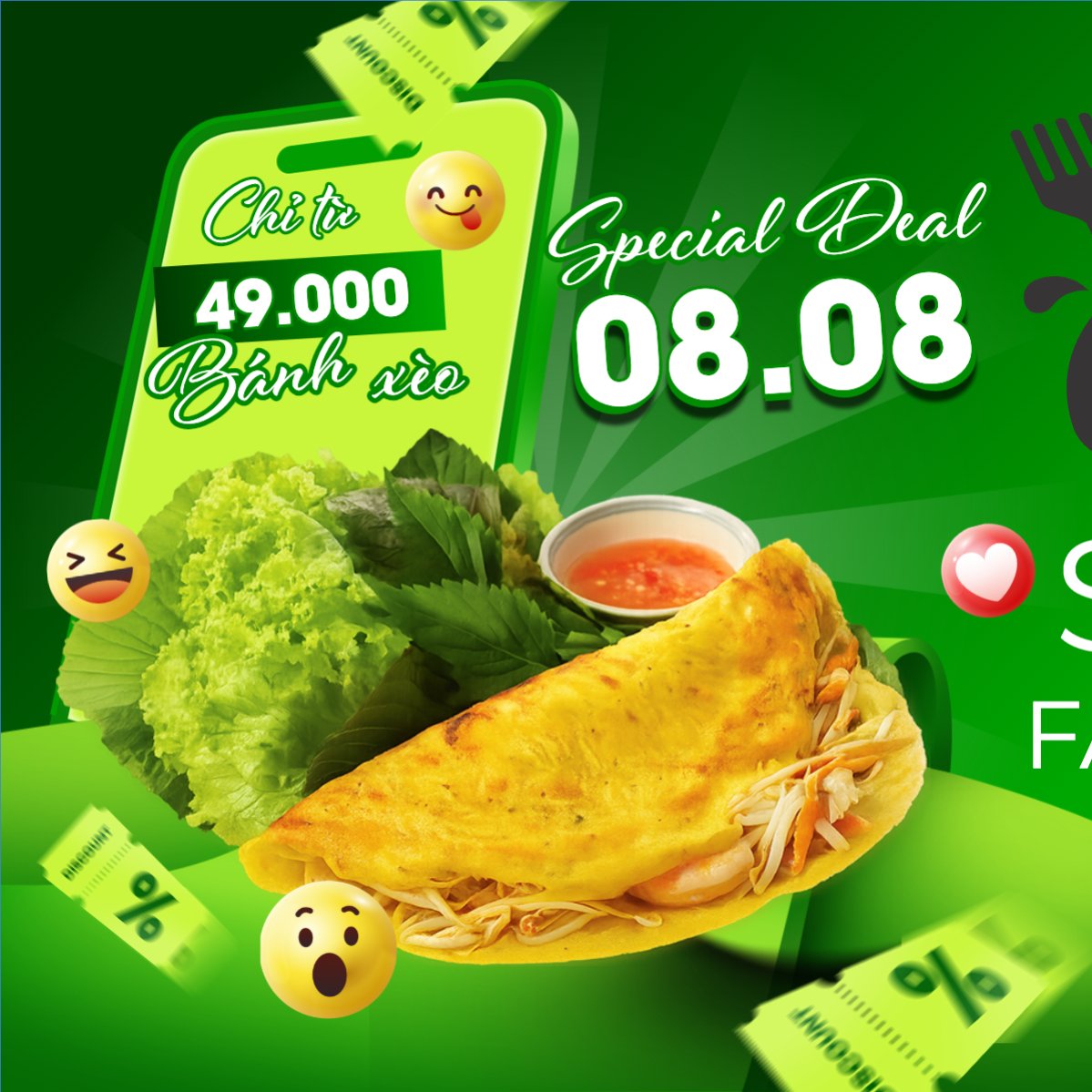 Mẫu Bài post MXH vuông Bánh xèo, món ăn Việt Nam, đồ ăn, food, thực phẩm, ẩm thực, món ăn, F&B, nhà hàng, thức ăn, hiện đại — LayerPic