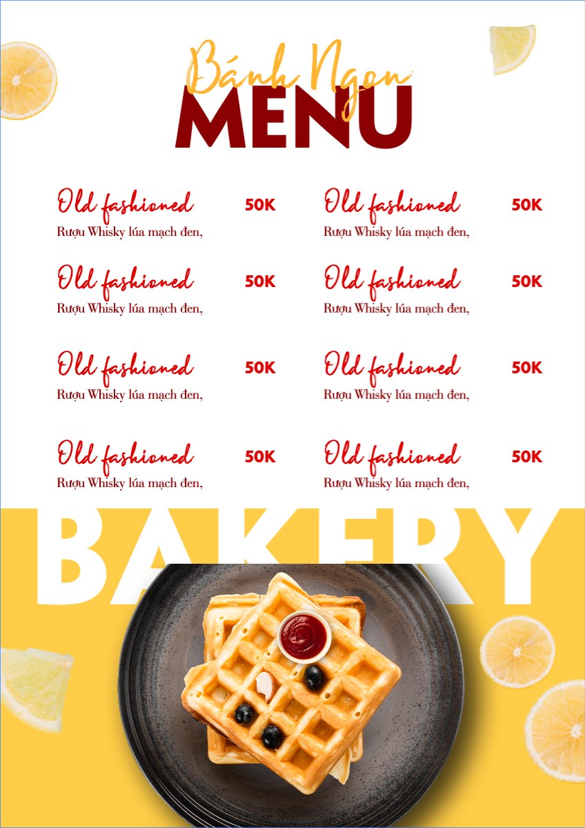 Mẫu Menu tờ rời (dọc) Đồ ăn, food, thực phẩm, ẩm thực, món ăn, F&B, nhà hàng, thức ăn — LayerPic