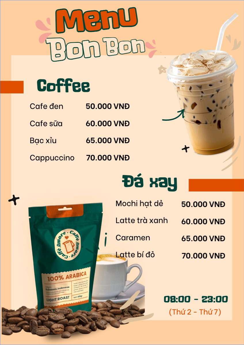 Mẫu Menu tờ rời (dọc) Nước uống, juice, giải khát, F&B, drink, coffee, cà phê — LayerPic