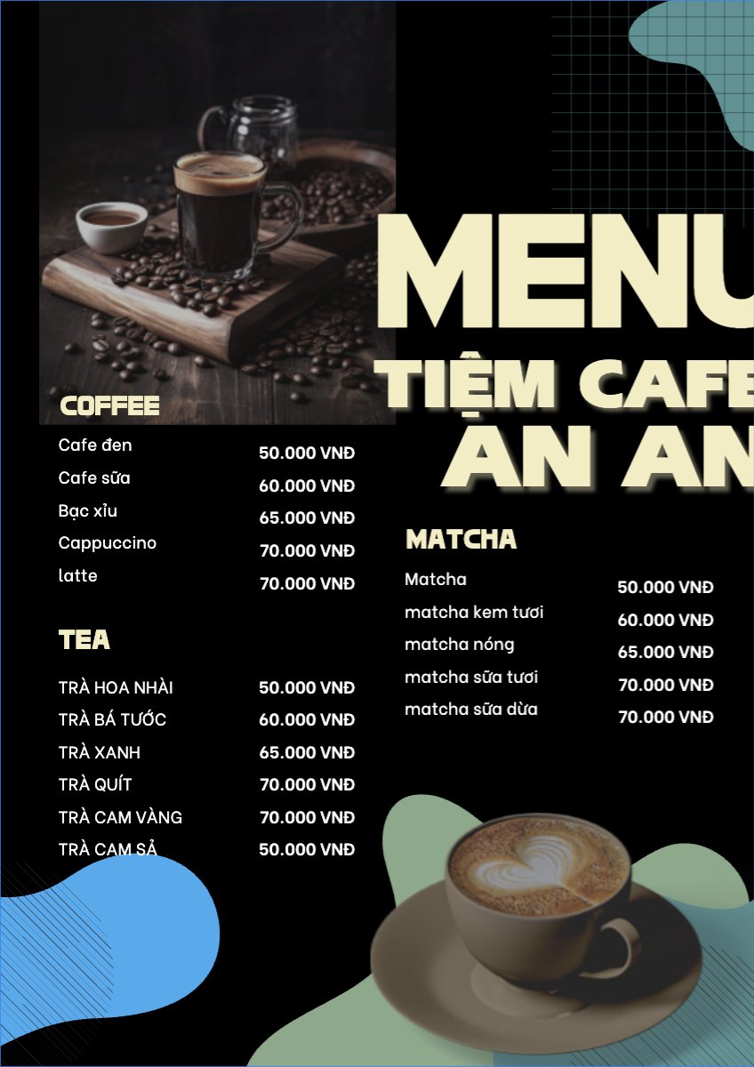 Mẫu Menu tờ rời (dọc) Nước uống, juice, giải khát, F&B, drink, coffee, cà phê — LayerPic