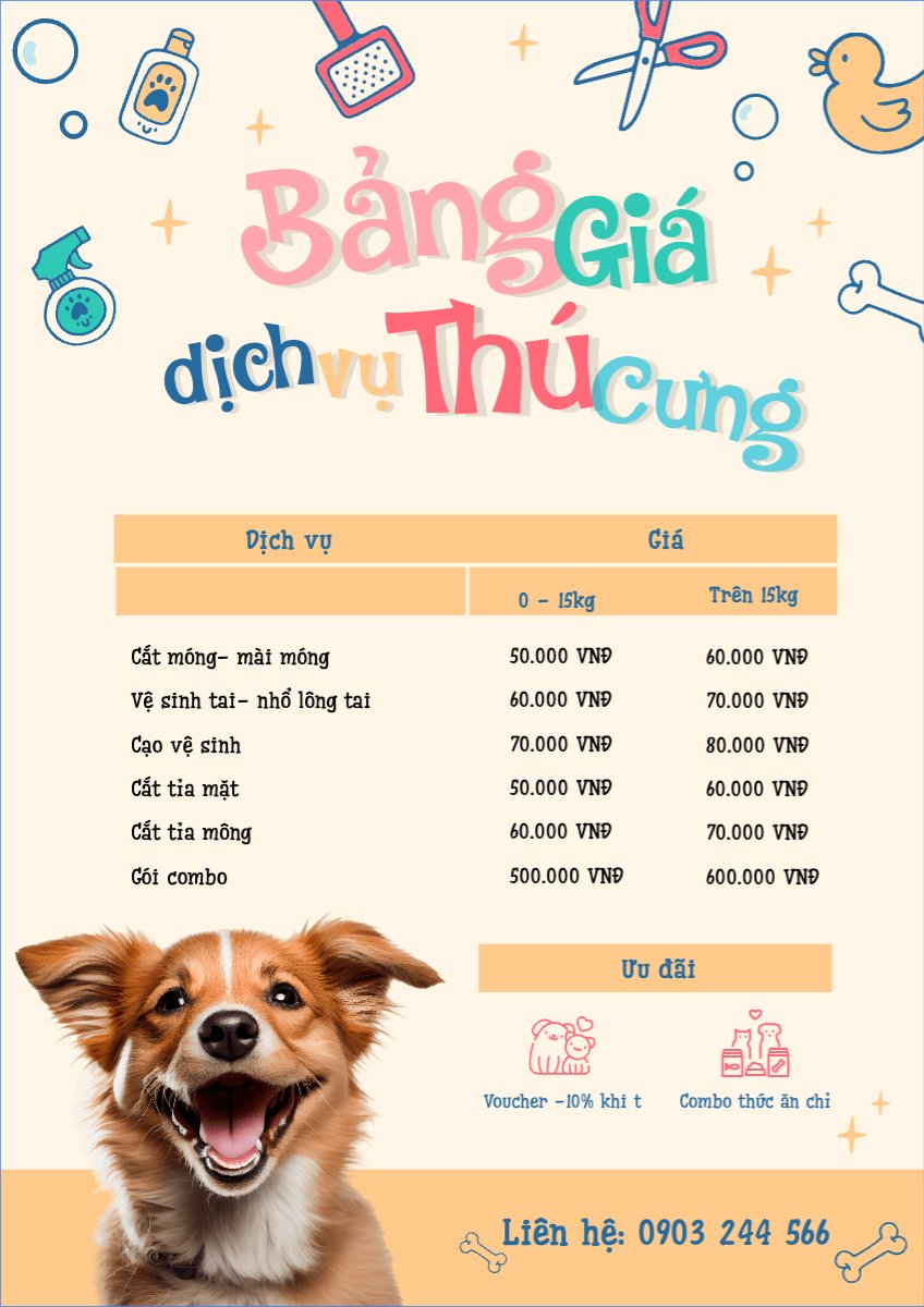 Mẫu Menu tờ rời (dọc) Pet, thú cưng, thú nuôi, động vật, animal — LayerPic