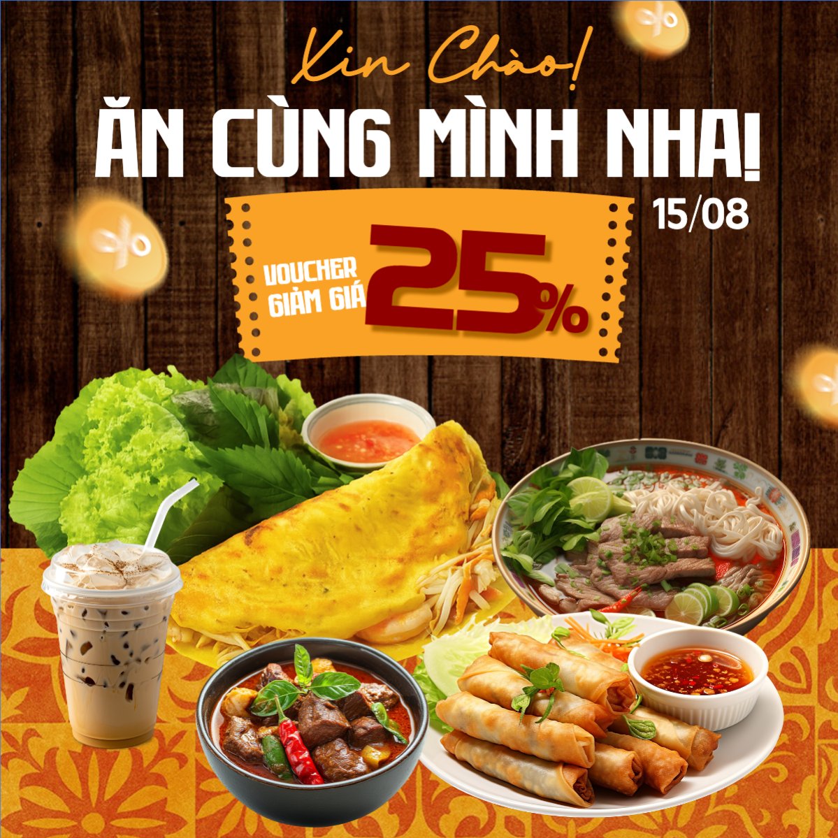 Mẫu Bài post MXH vuông Món ăn Việt Nam, đồ ăn, food, thực phẩm, ẩm thực, món ăn, F&B, thức ăn, cổ điển, vintage, retro, classic, truyền thống — LayerPic