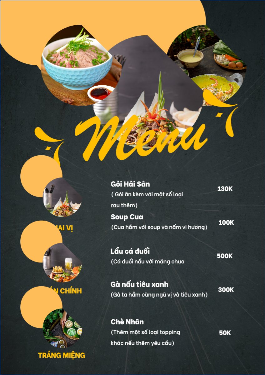 Mẫu Menu tờ rời (dọc) Đồ ăn, food, thực phẩm, ẩm thực, món ăn, F&B, nhà hàng, thức ăn — LayerPic