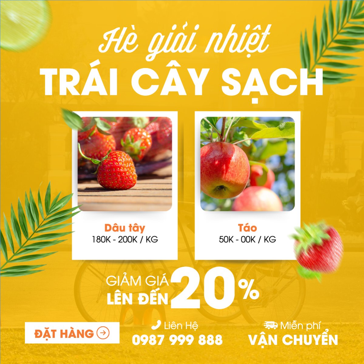 Mẫu Bài post MXH vuông Trái cây, fruit, Đồ ăn, food, thực phẩm, ẩm thực, món ăn, F&B, nhà hàng, thức ăn, hiện đại — LayerPic