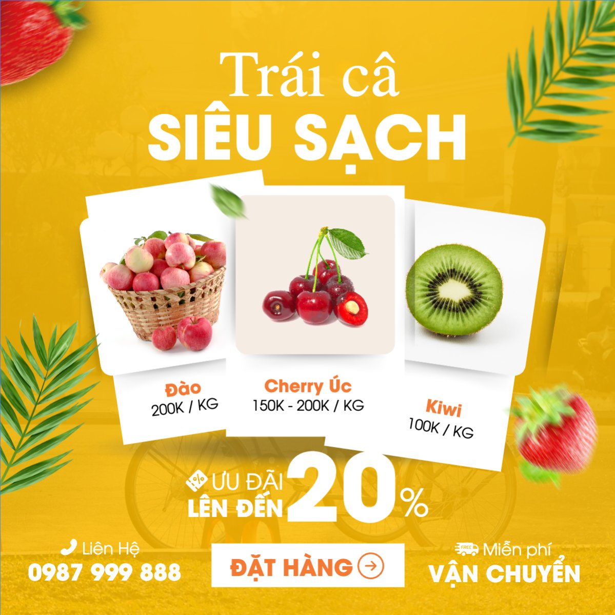 Mẫu Bài post MXH vuông Trái cây, fruit, Đồ ăn, food, thực phẩm, ẩm thực, món ăn, F&B, nhà hàng, thức ăn, hiện đại — LayerPic