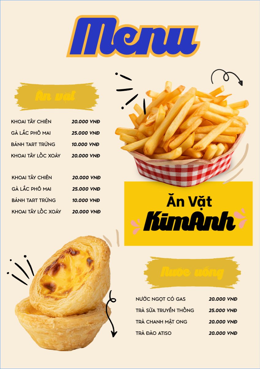 Mẫu Menu tờ rời (dọc) Đồ ăn, food, thực phẩm, ẩm thực, món ăn, F&B, nhà hàng, thức ăn — LayerPic