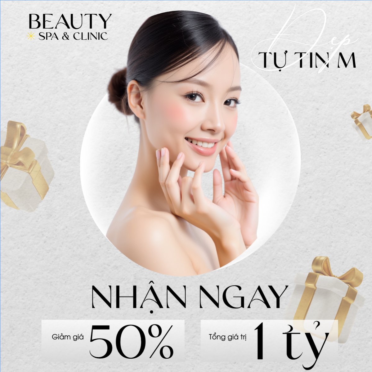 Mẫu Bài post MXH vuông Spa, beauty, làm đẹp, thẩm mỹ, cosmetics, hiện đại, morden — LayerPic