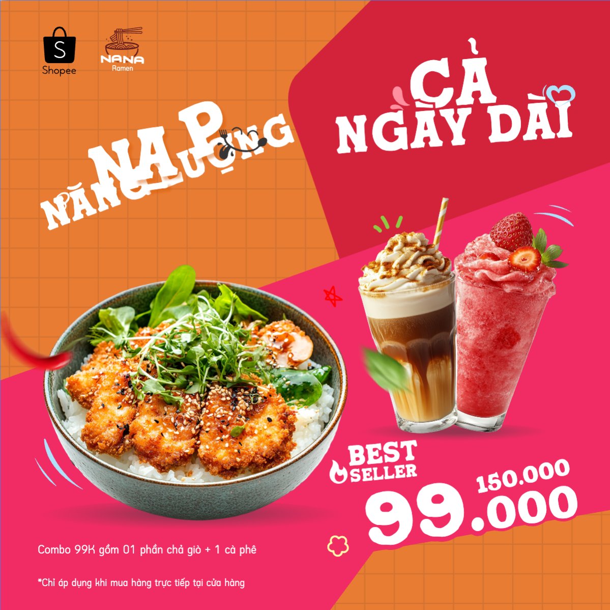 Mẫu Bài post MXH vuông Cơm, cà phê, nước uống, đồ ăn, food, thực phẩm, ẩm thực, món ăn, F&B, nhà hàng, thức ăn, dễ thương, hiện đại — LayerPic
