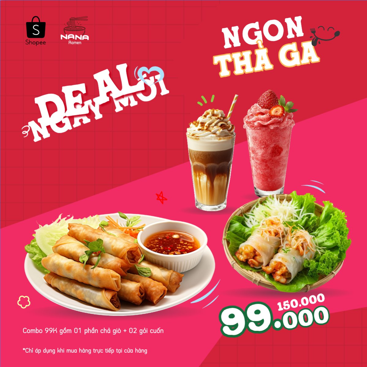 Mẫu Bài post MXH vuông Chả giò, gỏi cuốn, cà phê, nước uống, đồ ăn, food, thực phẩm, ẩm thực, món ăn, F&B, nhà hàng, thức ă — LayerPic