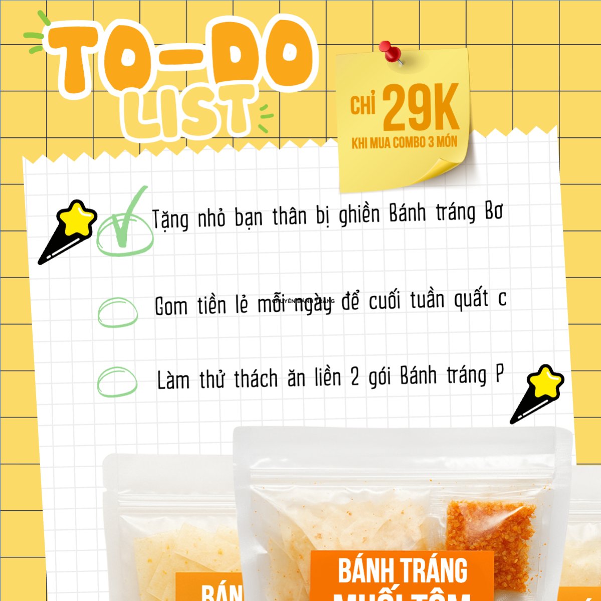 Mẫu Bài post MXH vuông Bánh tráng, đồ ăn, food, thực phẩm, ẩm thực, món ăn, F&B, nhà hàng, thức ăn, dễ thương, hiện đại — LayerPic