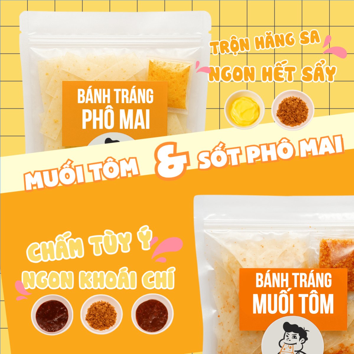 Mẫu Bài post MXH vuông Bánh tráng, đồ ăn, food, thực phẩm, ẩm thực, món ăn, F&B, nhà hàng, thức ăn, dễ thương, hiện đại — LayerPic