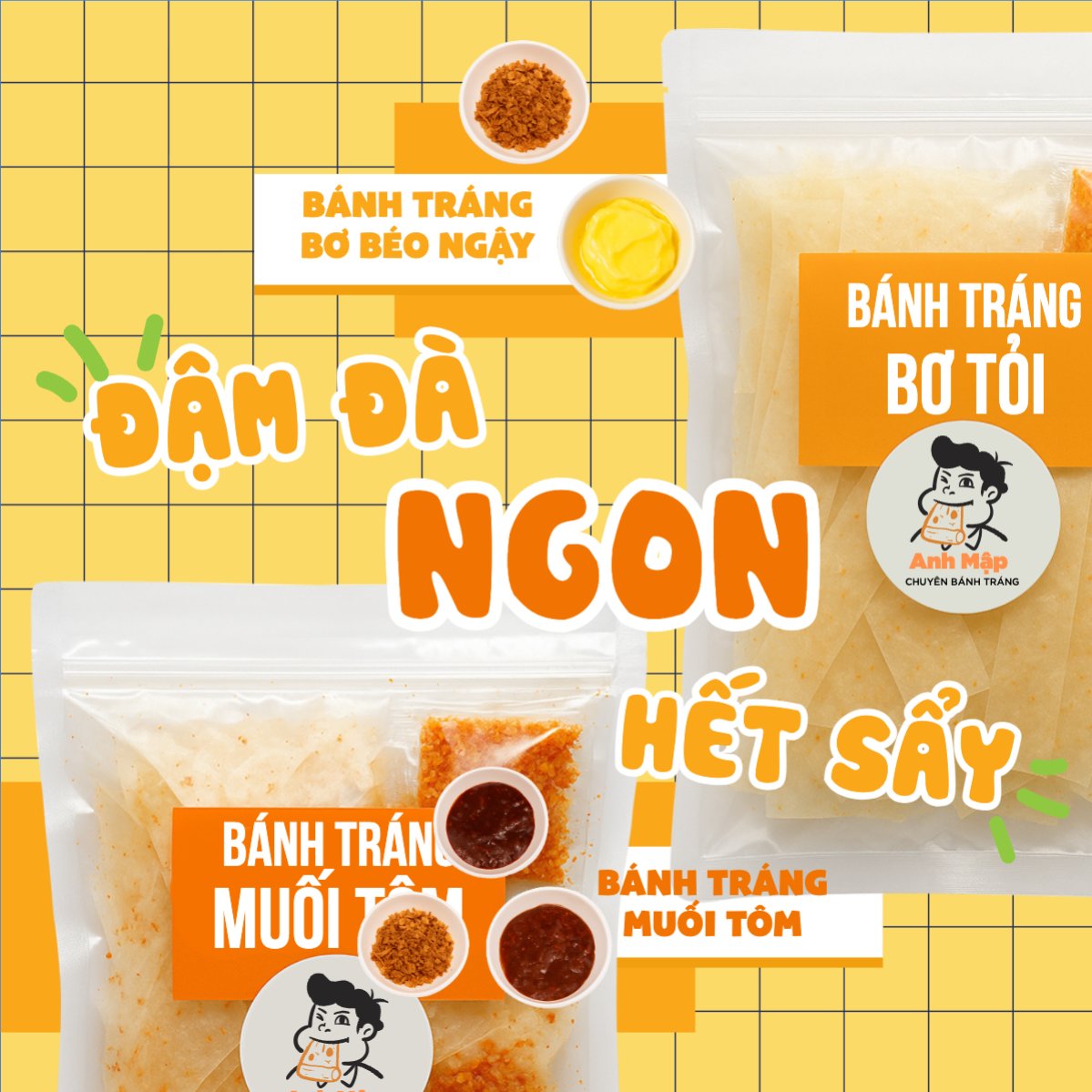 Mẫu Bài post MXH vuông Đồ ăn, food, thực phẩm, ẩm thực, món ăn, F&B, nhà hàng, thức ăn, bánh tráng — LayerPic