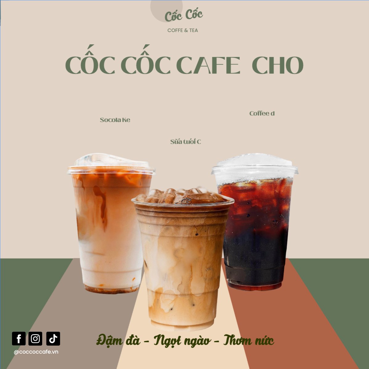 Mẫu Bài post MXH vuông Cà phê, coffee, cà phê, nước uống, juice, giải khát, F&B, drink, dễ thương, hiện đại — LayerPic
