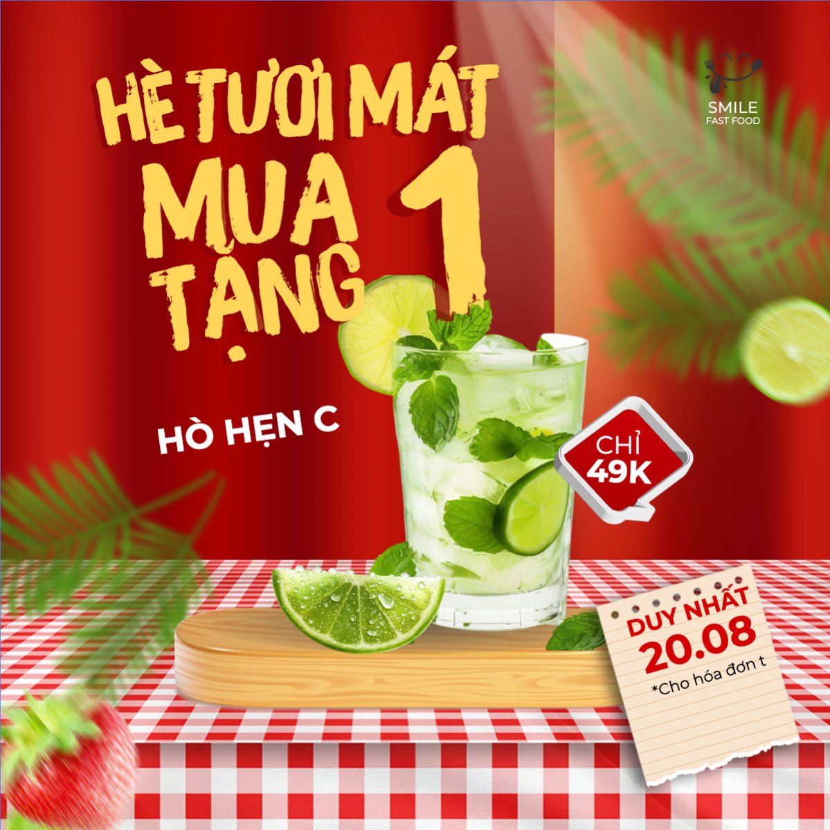 Mẫu Bài post MXH vuông Trà chanh, lemontea, soda, nước uống, juice, giải khát, F&B, drink, hiện đại — LayerPic