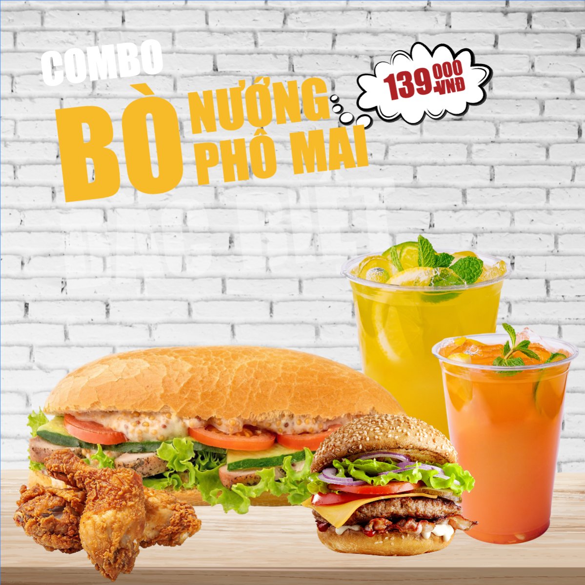 Mẫu Bài post MXH vuông Bánh mì, đồ ăn, food, thực phẩm, ẩm thực, món ăn, F&B, thức ăn, hiện đại, sang trọng, modern — LayerPic