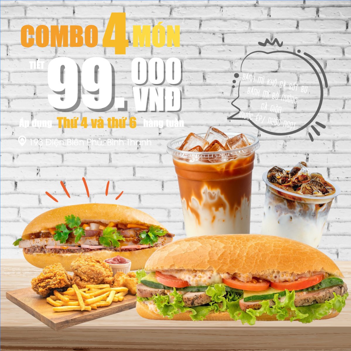 Mẫu Bài post MXH vuông Bánh mì, đồ ăn, food, thực phẩm, ẩm thực, món ăn, F&B, thức ăn, hiện đại, sang trọng, modern, — LayerPic