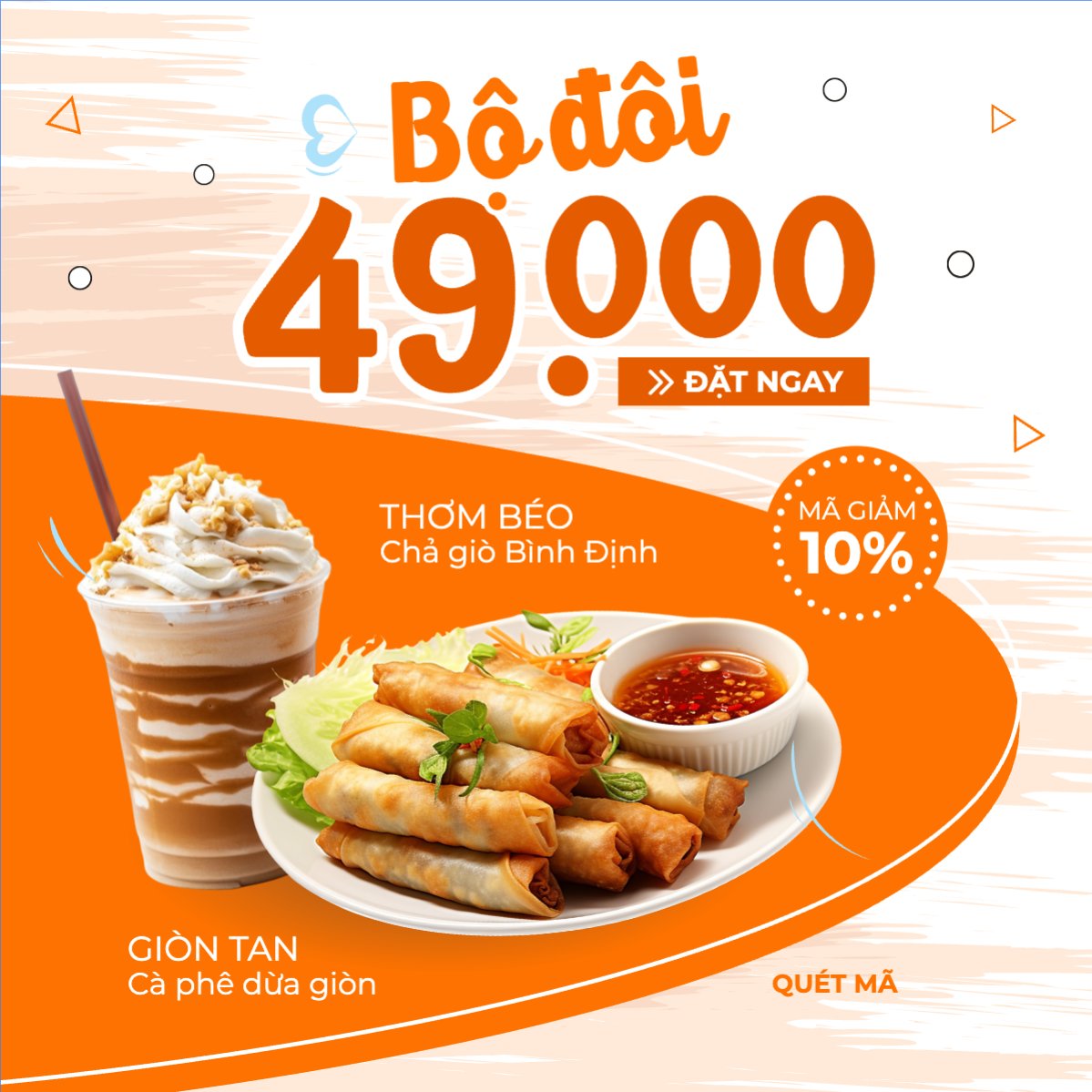 Mẫu Bài post MXH vuông Chả giò, đồ ăn, food, thực phẩm, ẩm thực, món ăn, F&B, nhà hàng, thức ăn, hiện đại — LayerPic