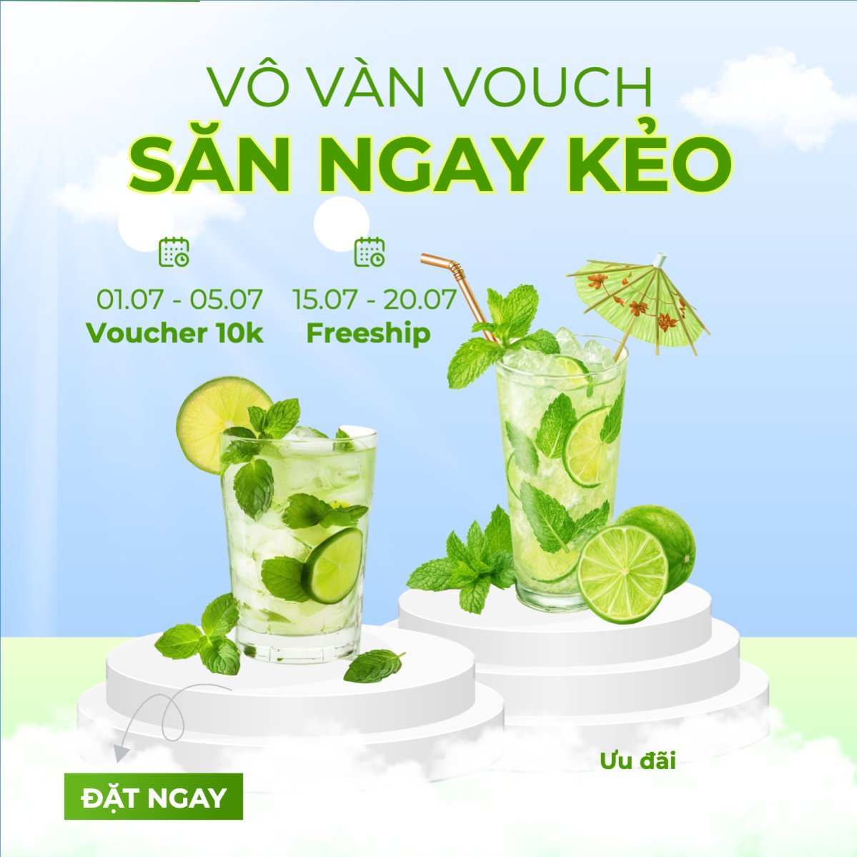 Mẫu Bài post MXH vuông Trà chanh, lemon tea, soda, nước ép, trà sữa, nước uống, juice, giải khát, F&B, drink, hiện đại — LayerPic