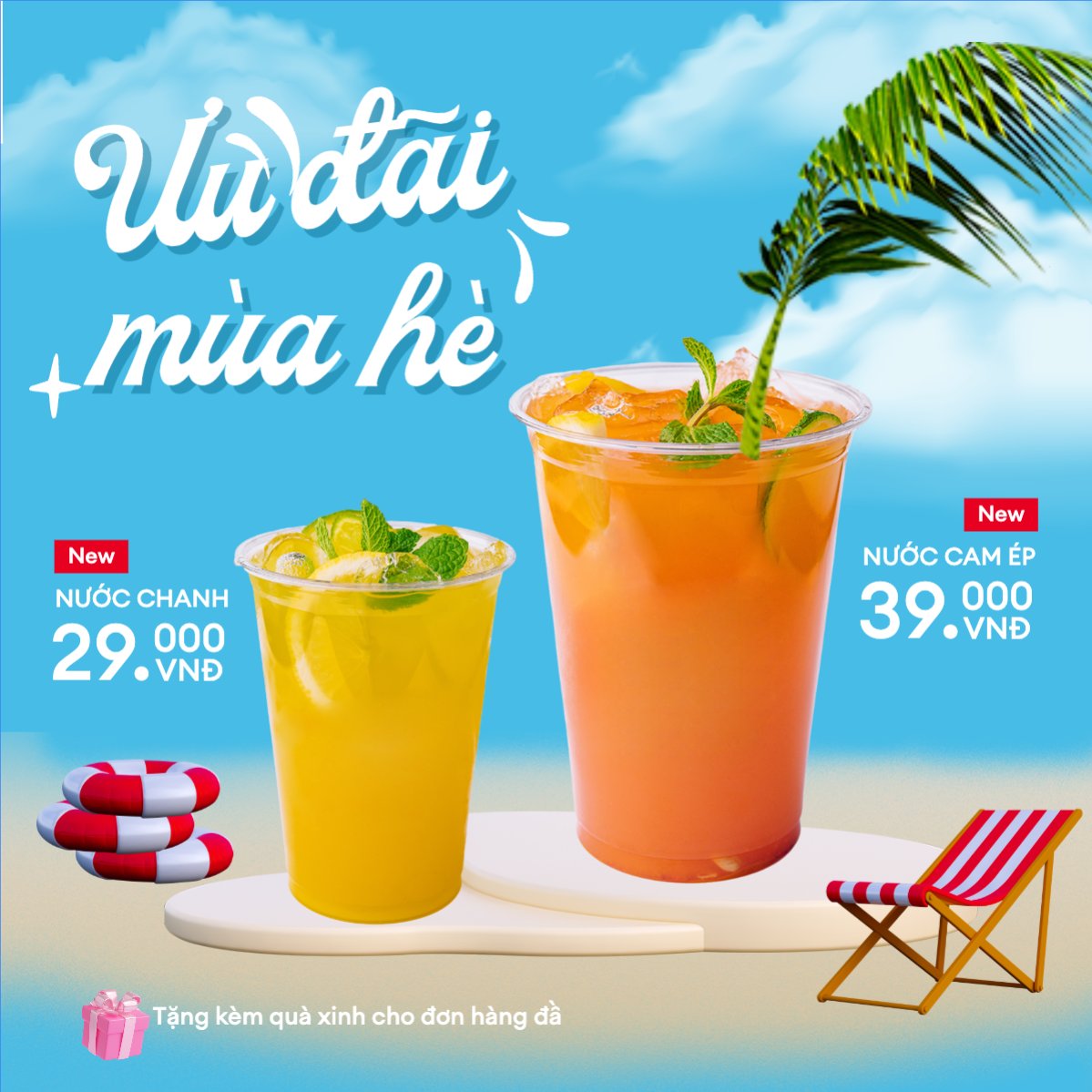 Mẫu Bài post MXH vuông Nước ép, nước uống, juice, giải khát, F&B, drink, dễ thương, hiện đại,modern — LayerPic