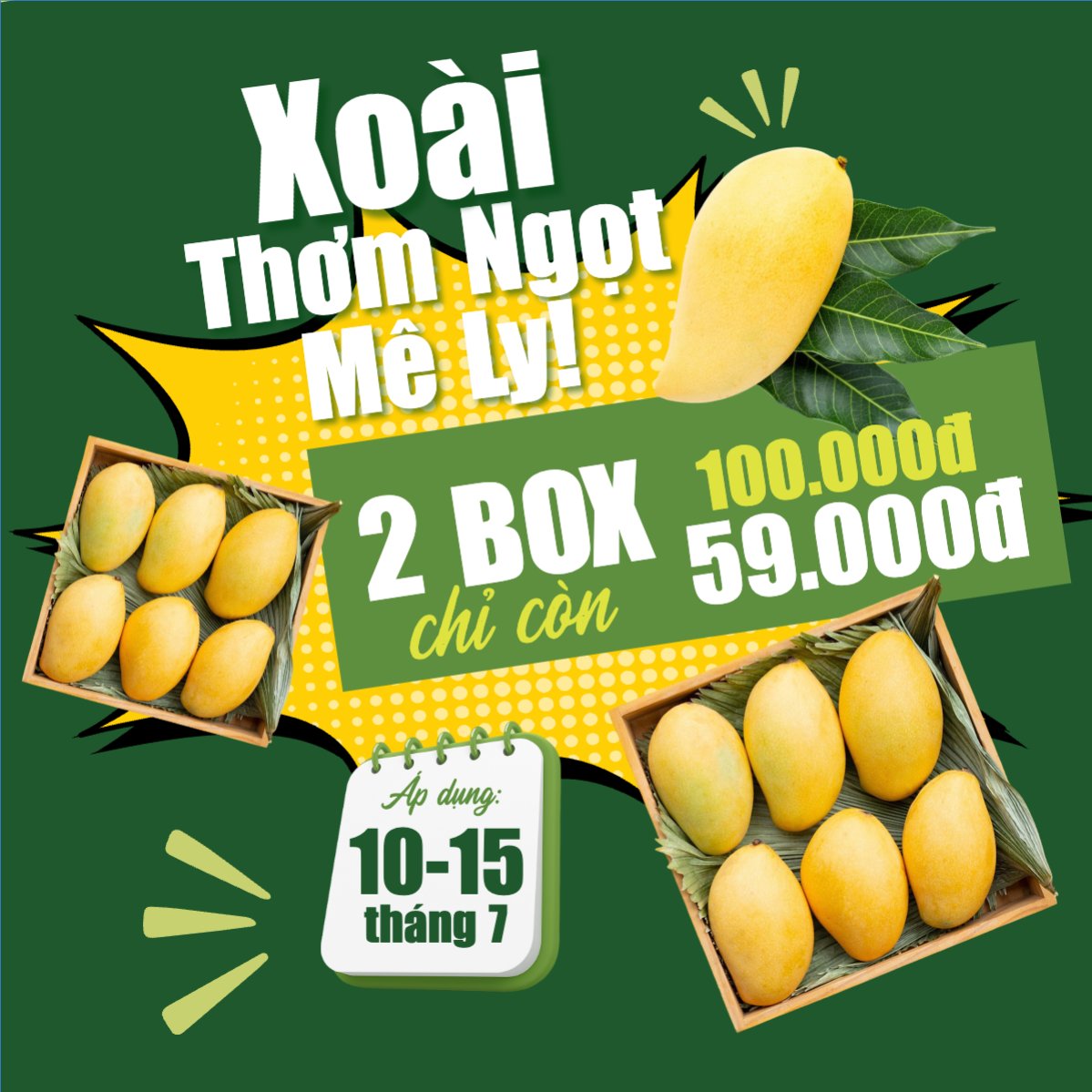 Mẫu Bài post MXH vuông Xoài, trái cây, đồ ăn, food, thực phẩm, ẩm thực, món ăn, F&B, nhà hàng, thức ăn, y2k, cổ điển, vintage, retro, classic — LayerPic